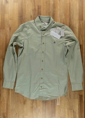 VIVIENNE WESTWOOD green small orb embroidered cotton shirt Medium authentic NWT - Image 1 of 4
