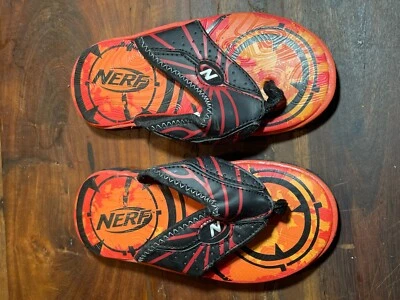 Sandalias Nerf Naranja Negro Chanclas Unisex Niños Talla 12 Foto 1 de 4
