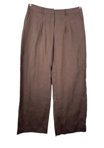 Tahari 100% Leinen Wide Leg Hose Pants Braun Strand Geld 90er Gr. L - Bild 1 von 8