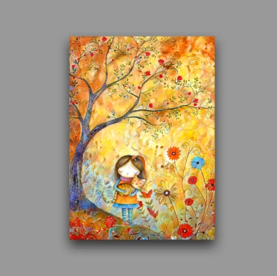 ACEO impresión de arte en miniatura 2,5x3,5 artista tarjeta coleccionable niña con gato caprichoso Foto 1 de 3