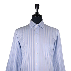 Brooks Brothers Herren Hemd blau gelb gestreift Baumwolle Milano Slim 16 33 - Bild 1 von 8