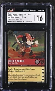 Disney Lorcana Leggendario Topolino Coraggioso Piccolo Sarto 115/204 CGC 10 PSA BGS - Foto 1 di 2
