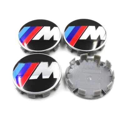 Cubierta de buje para BMW M POWER 4 piezas Ø68 mm tapacubos emblemas anteriores a 2019 - Imagen 1 de 4