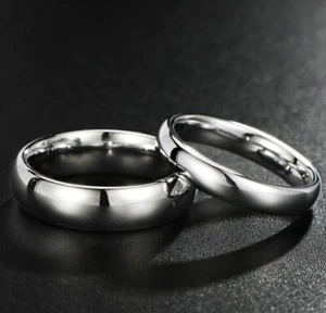 Banda de boda/anillo de corte sólido relleno de oro blanco de 9 quilates 4 mm o 6 mm en forma de D - Imagen 1 de 11