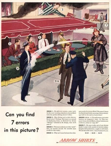 1947 Arrow Shirts: Can You Find 7 Errors Vintage Print Ad - Picture 1 of 1
