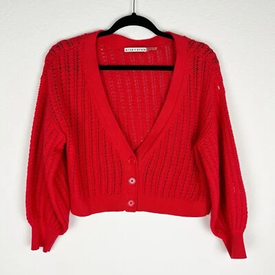 Alice + Olivia Winsor Slouchy Cardigan long sleeve V neck wool blend red size XS - Image 1 of 4
