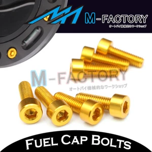 Gold Aluminum Gas Fuel Cap Bolts for Kawasaki ZRX1100 ZX6R ZX9R KR250 ZXR400 - Picture 1 of 2