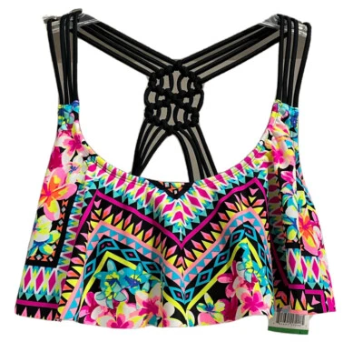 California Waves Ruffled Bikini Top. Large. NWT. Macy’s. - Image 1 of 4