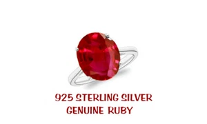 5.00 CTTW Lab Created Ruby Oval Cut 925 Sterling Silver Ring Sizes 6-9 - Picture 1 of 2