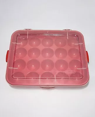 Sterilite Ornament Storage Case Red Holds 20 3.5” Balls. Holiday Organization. - Image 1 of 4