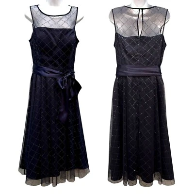 Jessica Howard Tulle Rhinestone Cocktail Dress Navy Blue Formal Party Event Size - Image 1 of 4