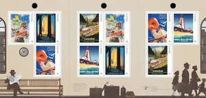 VINTAGE TRAVEL POSTERS = LIGHTHOUSE, TRAIN = Booklet of 10 Canada 2022 MNH - Picture 1 of 4