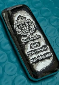 Scottsdale Mint 100 Gram Silver Bar .999 Fine Silver! Classic Scottsdale! 🦁🥈 - Picture 1 of 8