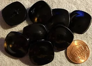 8 Shiny Domed Square Black Plastic Shank Buttons 20mm 13/16" # 8296 - Picture 1 of 1