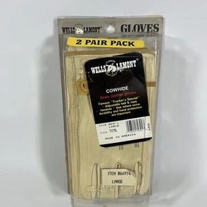 NOS Vintage 1992 Wells Lamont Cowhide Grain Leather Gloves, Men's LARGE, 2-Pack! - Picture 1 of 15