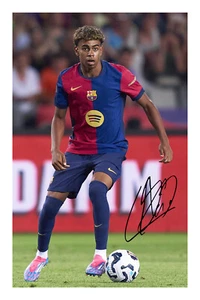 Poster Lamine Yamal firmato autografo stampa foto calcio A4 Barcellona - Foto 1 di 1