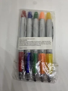 3-In-1 Stylus Pen • Multicolor • Set Of 5 - Picture 1 of 1