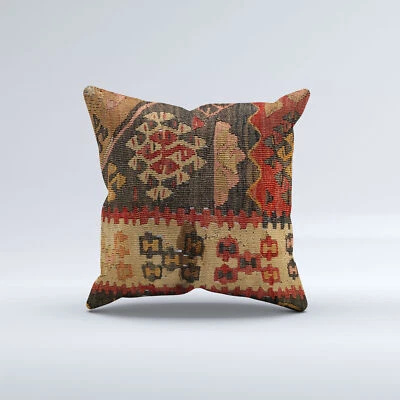 Vintage Turkish Kilim Cushion Cover 60x60 cm Square Wool Large Pillowcase 66492 - Image 1 of 4