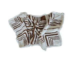 NEW HANDMADE KNIT KNITTED BLANKET THROW WOOL GEOMETRIC PATTERNED UNIQUE HANDWORK - Picture 1 of 9