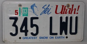 PLACA DE MATRÍCULA SKI UTAH GREAT SNOW ON EARTH DE COLECCIÓN 345 LWU EMITIDA 1993-2007 - Imagen 1 de 2