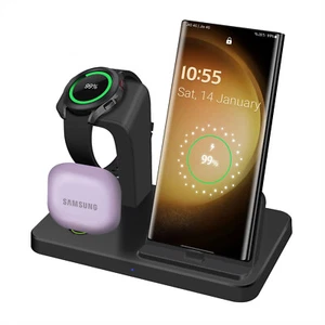 3in1 Fast Charging Station For Samsung Galaxy Ultra/7/6 S25+ Z Flip 5/6 Fold 5/6 - Picture 1 of 22