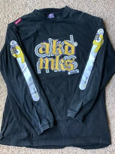 Vintage 90s 2000s hip hop Akademiks Black Yellow Long Sleeve streetwear shirt - Picture 1 of 7