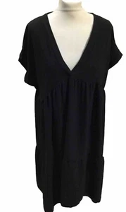 Vestido recto francés con cuello en V negro sin marca para dama Reino Unido 18-20 ENVÍO GRATUITO - Imagen 1 de 5