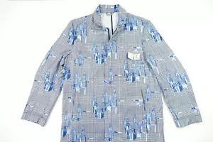 ALFANI BLUE XL NOTCHED HOUNDSTOOTH ABSTRACT LONG 3/4 COAT JACKET MENS NWT NEW - Picture 1 of 10