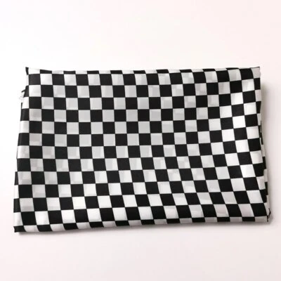 By Yard Chessboard Plaid Satin Fabric Geometric Silky Charmeuse material - Image 1 of 4