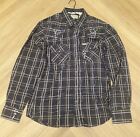 Cowboy Hardware Shirt Line Dancing Unisex Medium Fitted Brown Grey Checked