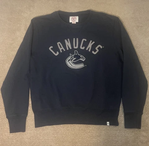 Vancouver Canucks '47 Brand Sweatshirt Mens Large Navy Blue Orca Sweater NHL Cover
