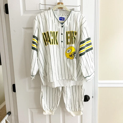 Vintage Green Bay Packers NFL Pajama Sleepwear Set RARE Esleep SZ L Cover