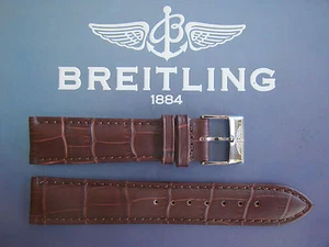 QUALITY 22MM BROWN CROCO PRINT WATCH BAND WATCHBAND BRACELET STRAP FOR BREITLING - Picture 1 of 2