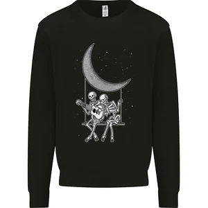 Skeletons On the Moon Playing Guitar Kids Sweatshirt Jumper - Picture 1 of 3