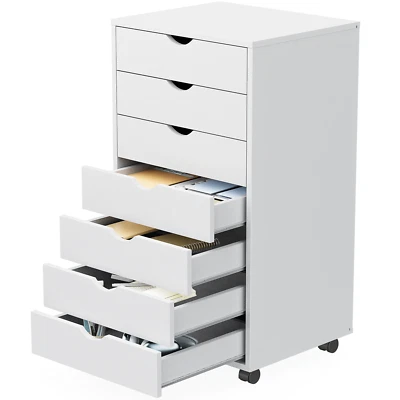 Cômoda peitoral com 7 gavetas, armário de armazenamento de madeira com rodas, organizador móvel - Imagem 1 de 4