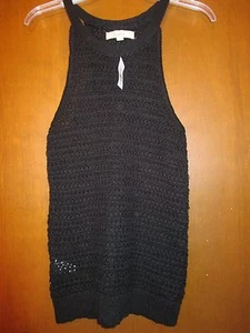 Neu mit Etikett Ann Taylor M schwarzer ärmelloser Häkelpullover 20 Zoll Unterarme lang 28 Zoll UVP 69 $ - Bild 1 von 12