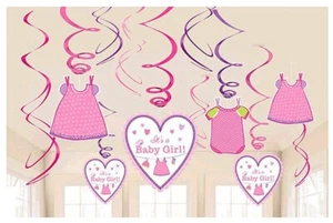 Paquete de valor de ducha con amor bebé niña lámina remolino decoraciones suministros de fiesta 12 quilates - Imagen 1 de 7