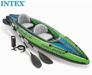 Intex Kayak Boat Challenger K2 Inflatable Sports 2 Seat Floating Oars River Lake - Picture 1 of 9