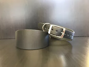 LARGE Leather DOG COLLAR Greyhound Lurcher Whippet Saluki BLACK MATTE - Picture 1 of 6