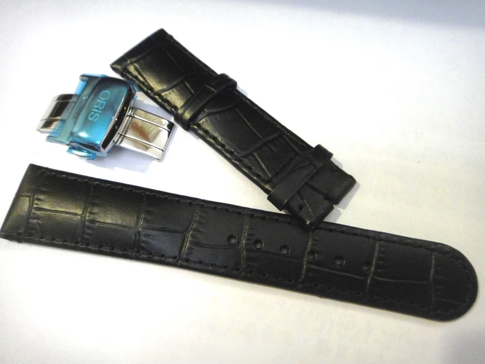 20mm Genuine Oris Big Crown Pointer Leather Band Strap Bracelet Black # 52011