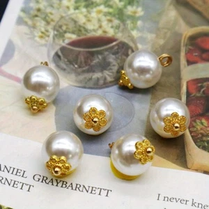 10pcs Faux Pearl Shank Buttons Plastic for Garment DIY Sewing Craft Retro - Picture 1 of 9