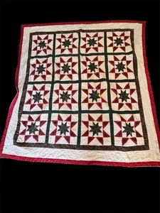 Edredón Star Patchwork Colores Navidad De Colección, Paisley Rojo Verde Piezas Cottagecore - Imagen 1 de 9