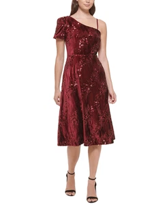 KENSIE DRESSES Womens Burgundy Zippered Lined Sequined Padded Bust Darted Short - Picture 1 of 3