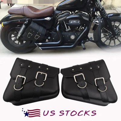2PCS Motorcycle PU Side Saddle Bags for Harley Davidson XL Sportster 1200 Custom - Image 1 of 4