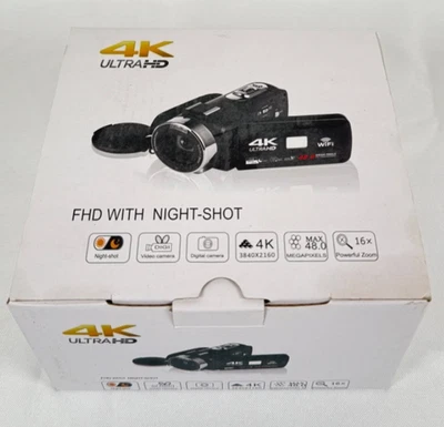 NEW NIB Camcorder Video Camera 4k 48MP, 16X Digital Zoom Vlogging Video Recorder - Image 1 of 4