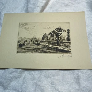 1 Ancienne gravure signée Georges Gremillet scène de Paris SIGNIERT - Bild 1 von 7