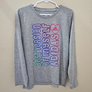 NWT Adidas Girl's Gray/"Best Version of Myself" Shirt Size 5 - Picture 1 of 4