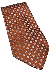 Corbata de seda tejida naranja y plateada IKE BEHAR larga 59 x 3,5 - Imagen 1 de 3