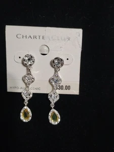 Charter Club Triple drop earrings social Tower crystals -NWT - Picture 1 of 4