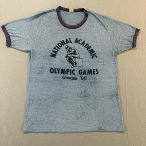 Vintage Academic Olympics Ringer T-Shirt 80er Gr. L The Thinker Art Statue - Bild 1 von 13